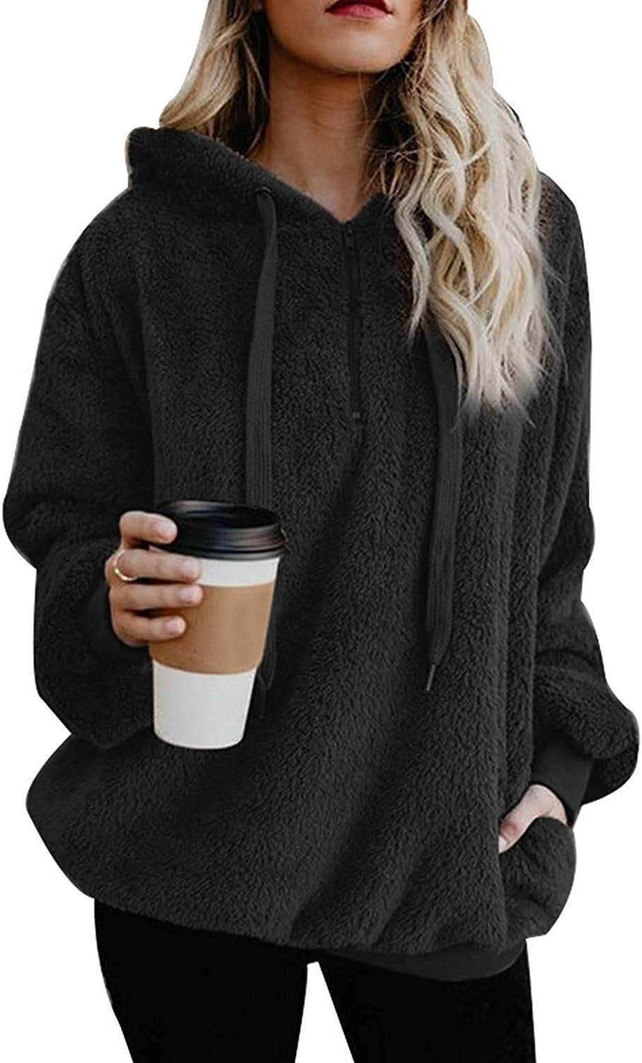 Yanekop Womens Oversized Hoodies Cozy Quarter Zip Pullover