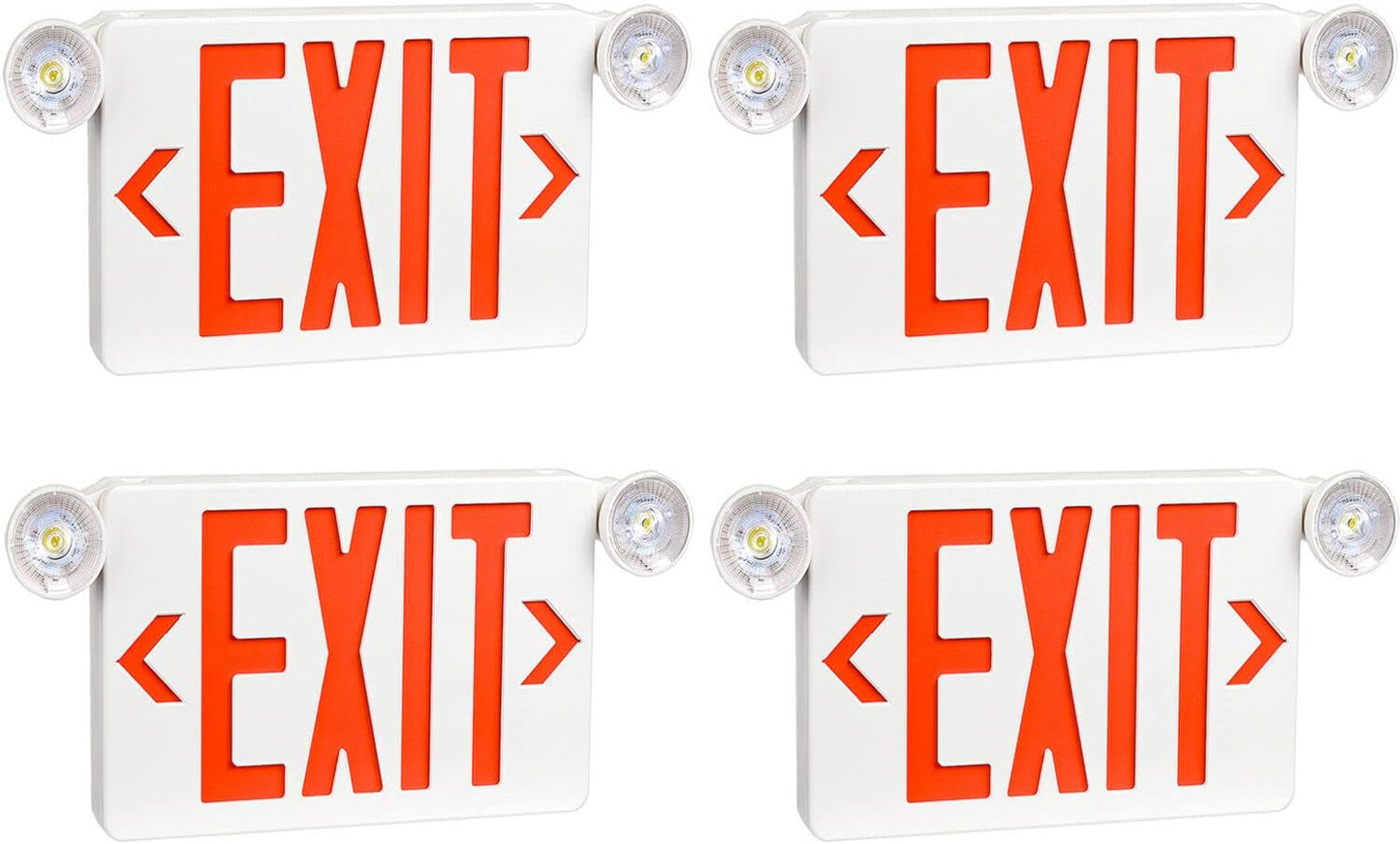 OSTEK 4 Pack Red LED Exit Sign with Emergency Lights for Safety
