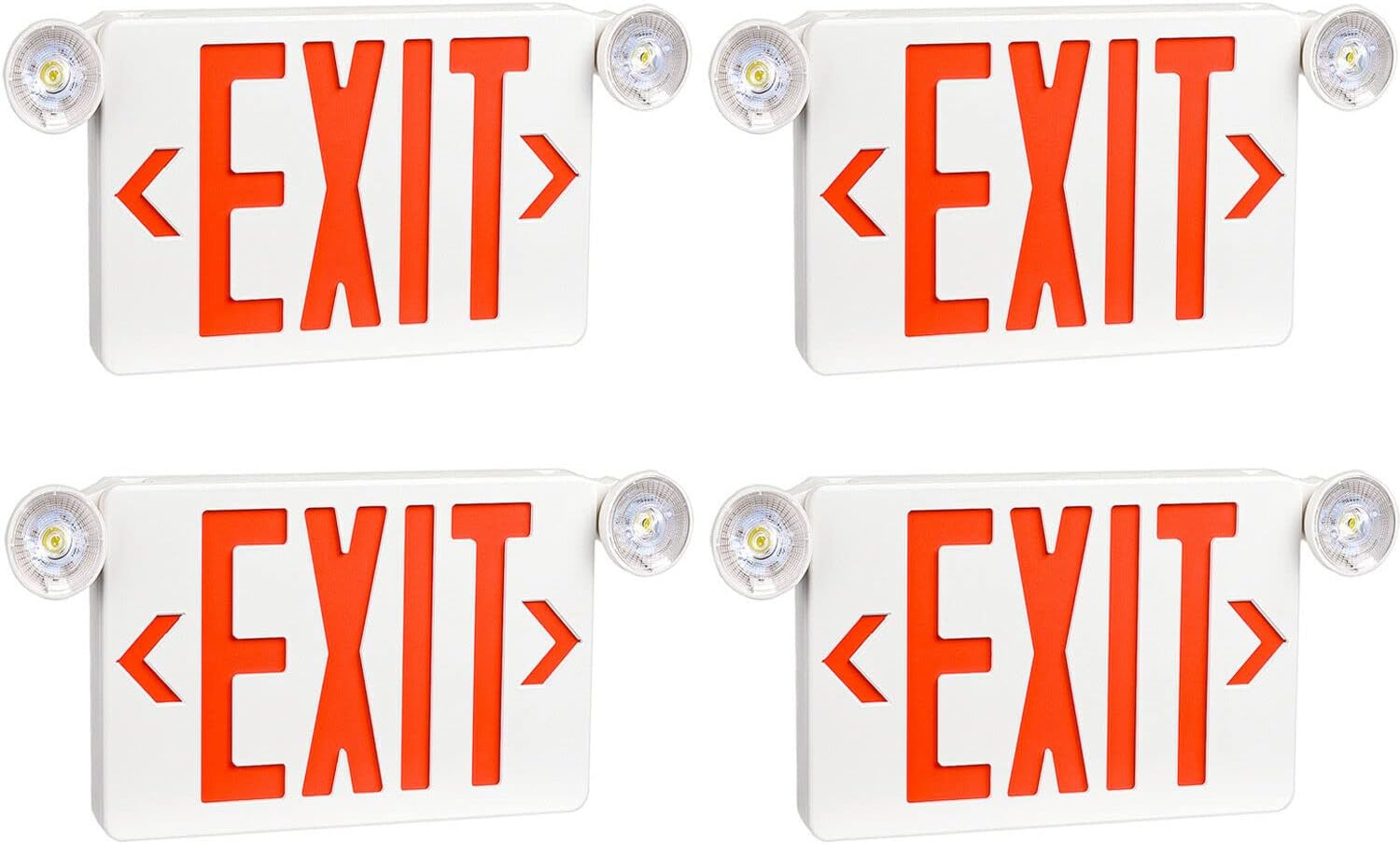 OSTEK 4 Pack Red LED Exit Sign with Emergency Lights for Safety