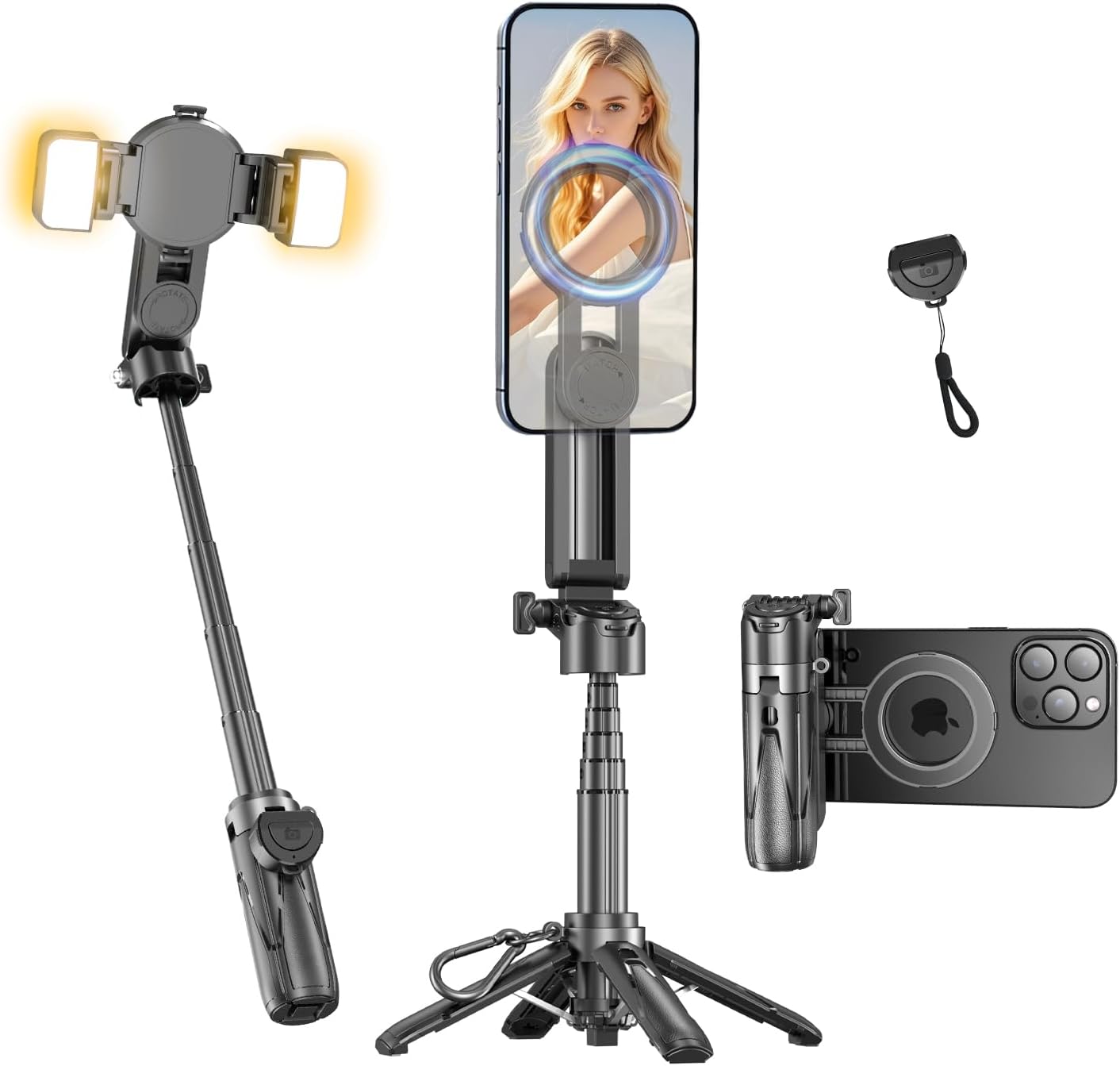 Magnetic Mini Phone Selfie Stick for iPhone and Android Use