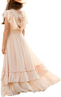 Girls Lace Boho Backless A Line Dress High Low Hem - Rayon Lace