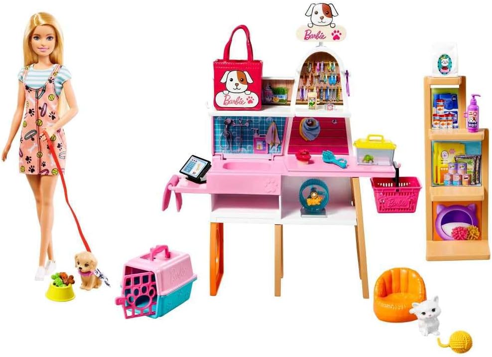 Barbie Doll Pet Boutique Playset with Color-Change Grooming Fun