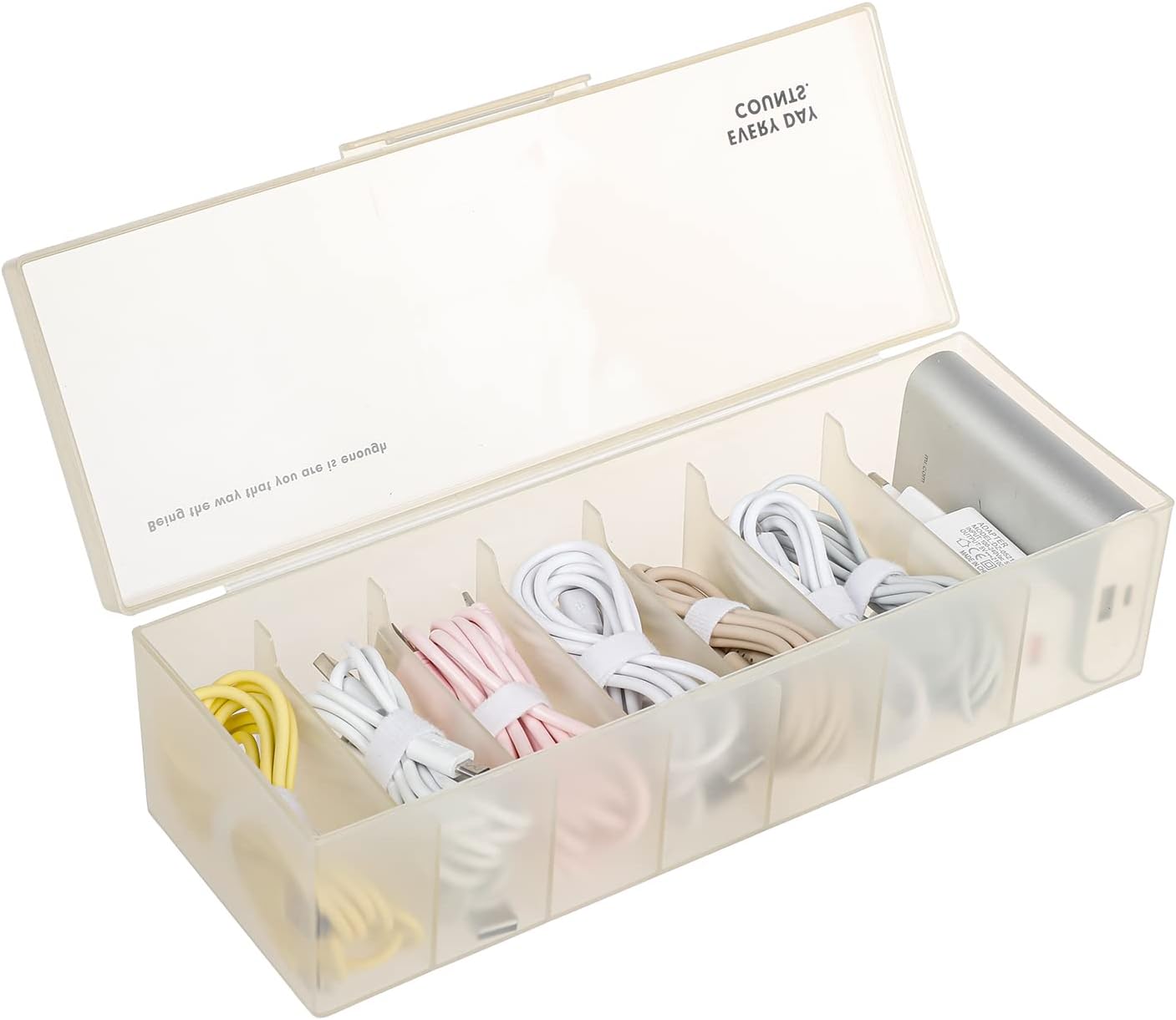 Yesesion Large Cable Organizer Box - 7 Compartment Cord Management