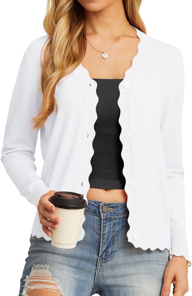 GRECERELLE Women's Long Sleeve V-Neck Cardigan for Style