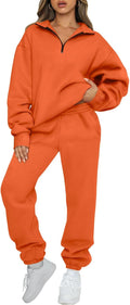 Women's Half Zip Sweatsuit Set - Thick Fleece 2-Piece Lounge Wear