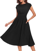 1940s Tea Length Retro Dress with Pockets - Vintage Swing Style
