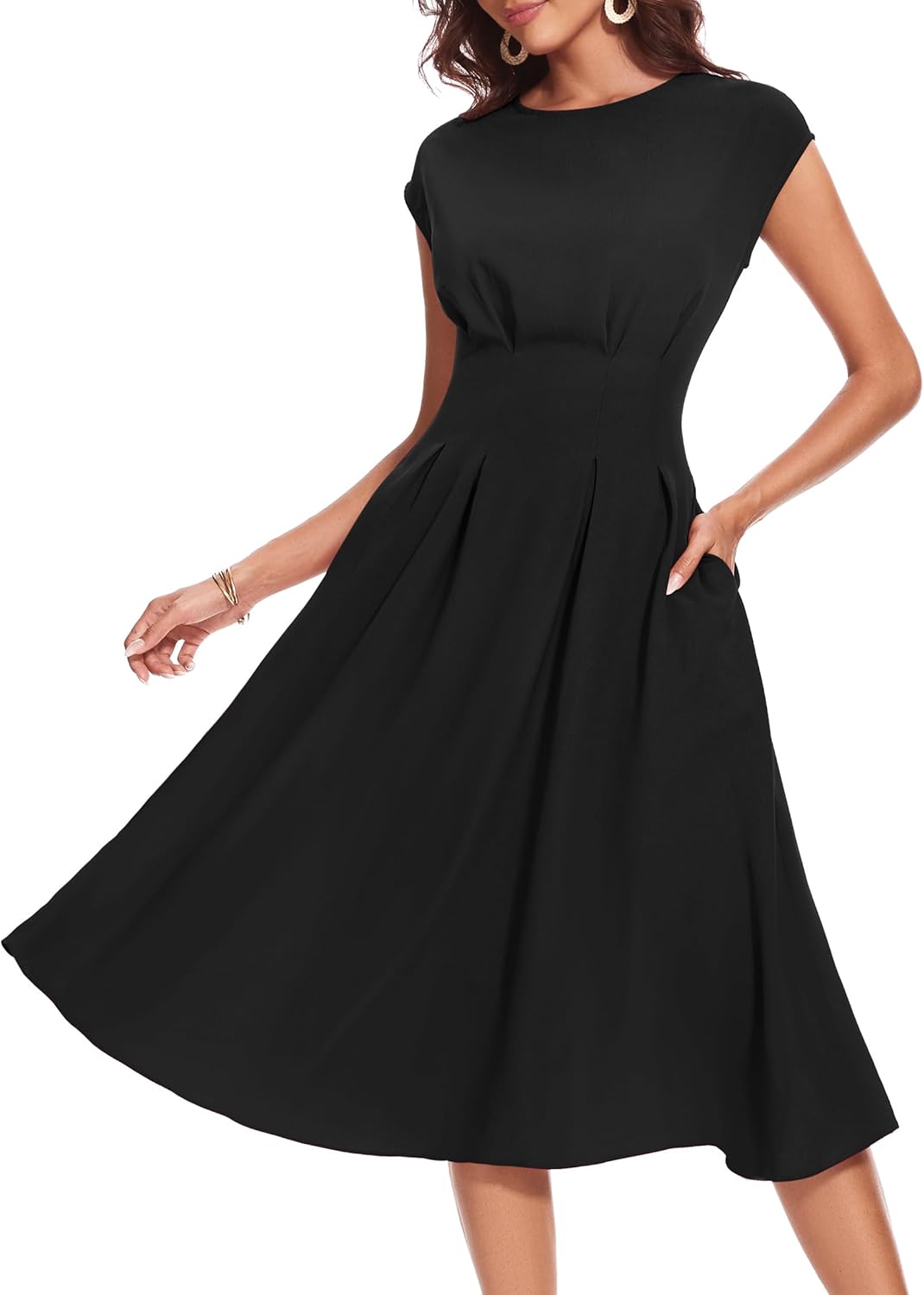 1940s Vintage Swing Dresses with Pockets for Women