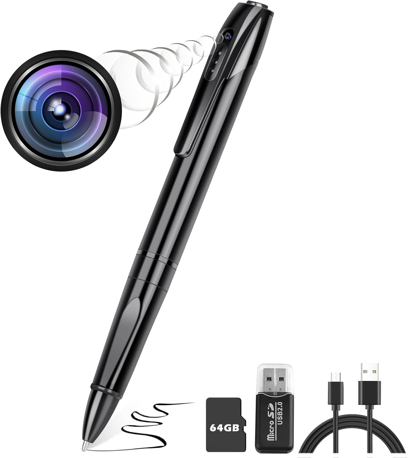 Hidden Camera Necklace - 1080P HD Mini Security Camera for Nanny