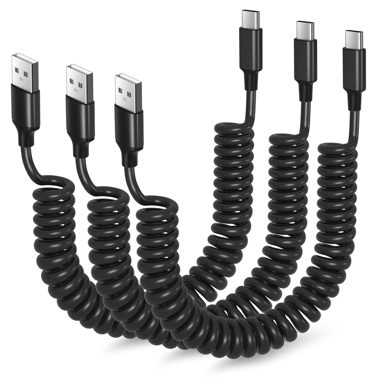 Fast Charge on the Go with 3ft Coiled USB C Cable
