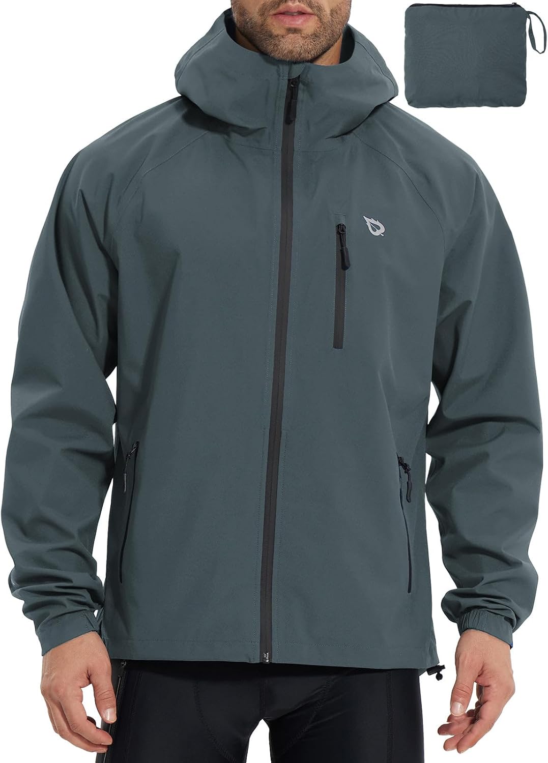 baleaf Men's Rain Jacket Waterproof Windbreaker for Outdoor Use