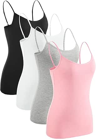 Rosyline Adjustable Camisoles for Women - Basic Undershirt 4 Pack