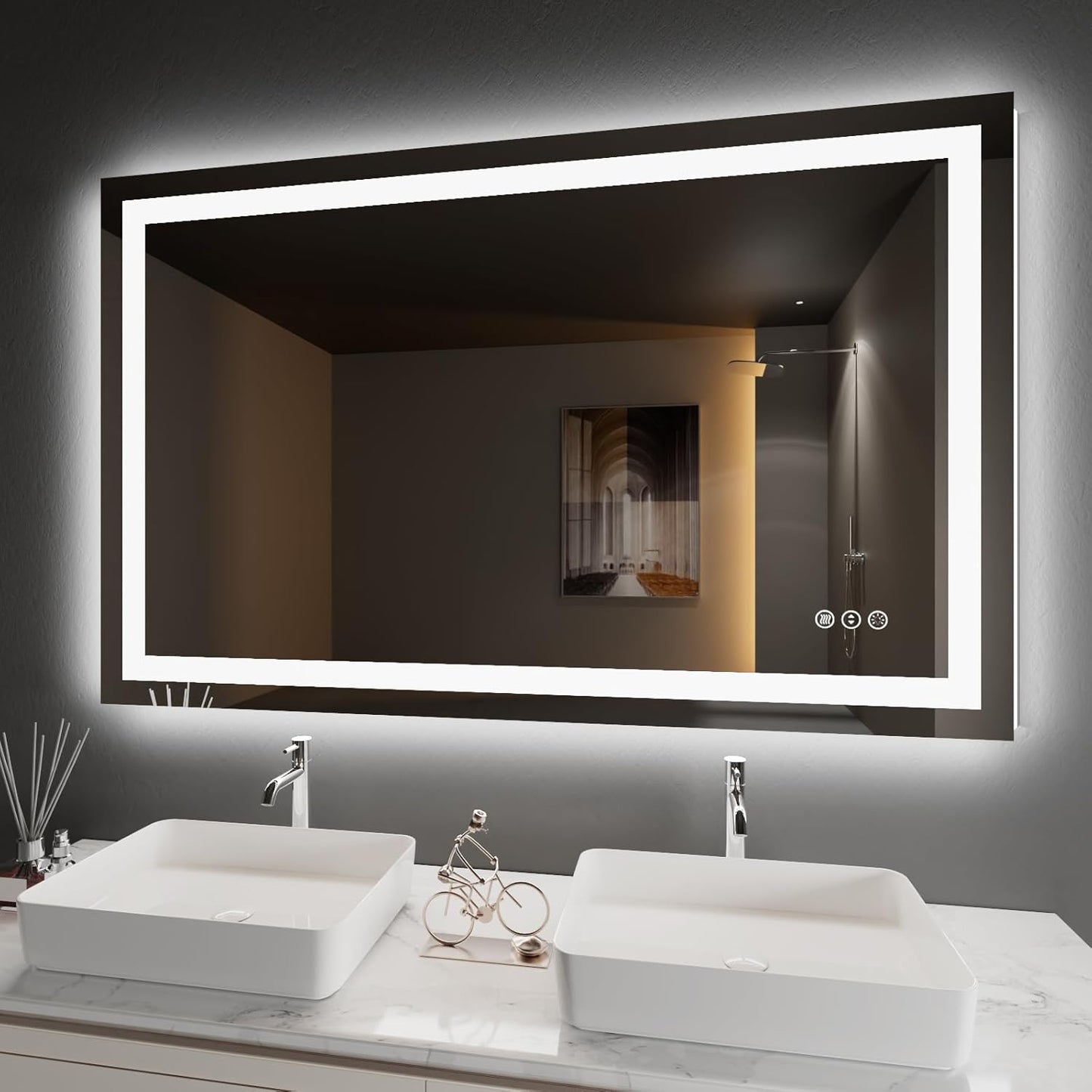 Amorho LED Bathroom Mirror with Front and Backlight Features