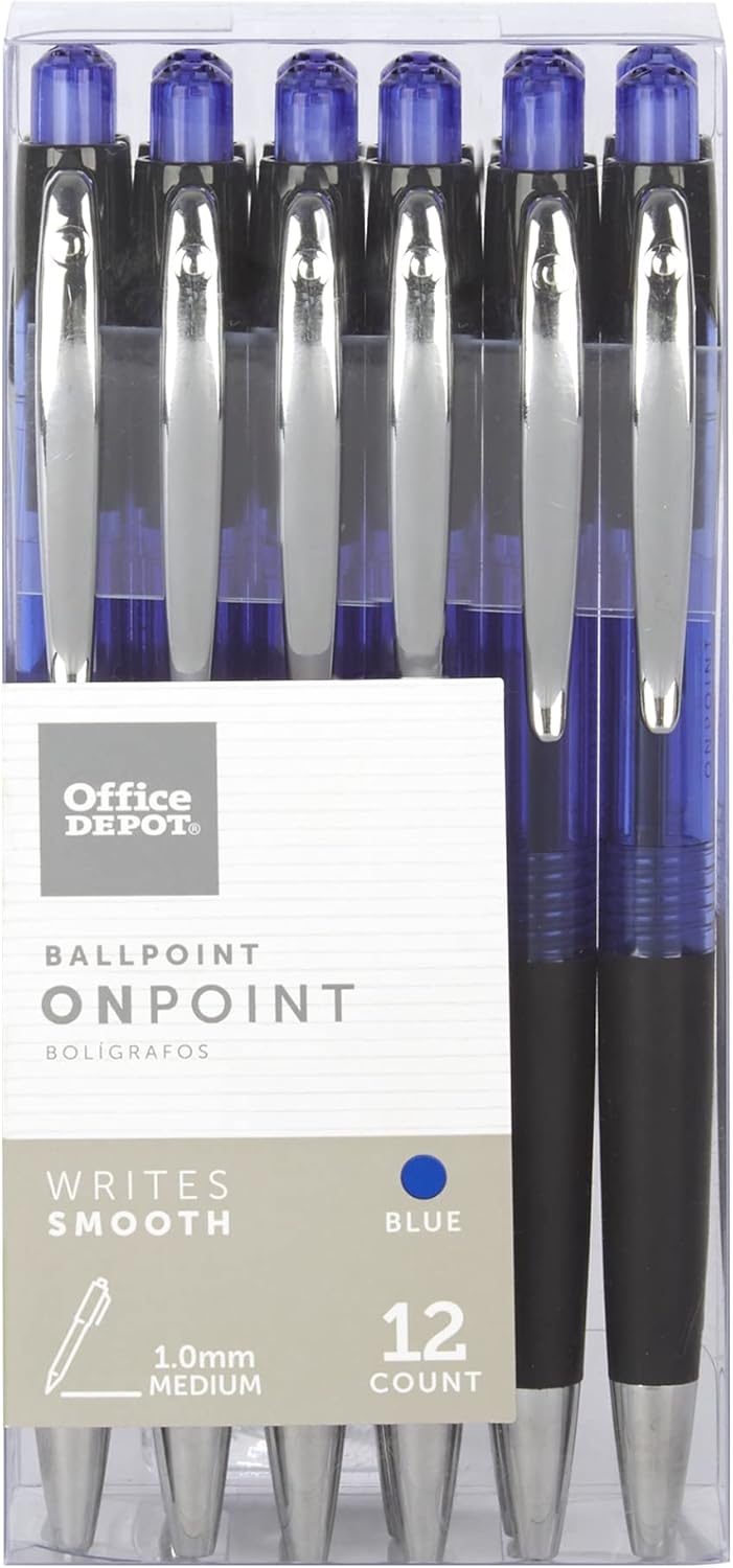 Smooth Writing: Office Depot 12-Pack Blue Ballpoint Pens