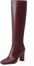 Knee High Boots Chunky Heel Rounded Toe - Comfortable Tall Boots 8