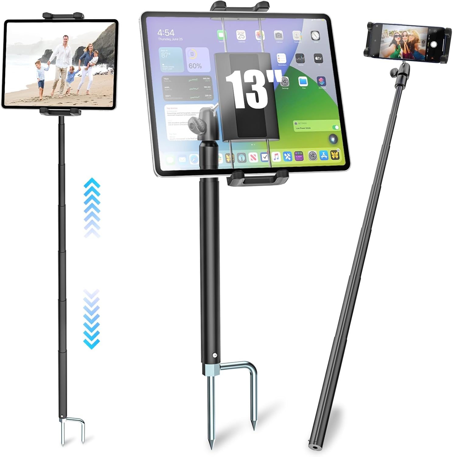 Tablet Tripod for Outdoor Use - 57in Metal Monopod Stand