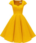Hanpceirs Women's Cap Sleeve 1950s Retro Cocktail Dress - With Pockets