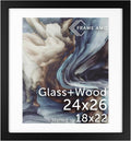 Frame Amo 24x26 Black Solid Wood Poster Frame with White Mat - Gallery