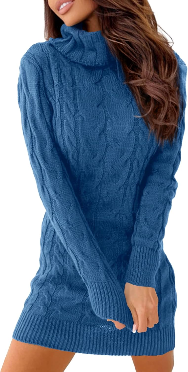 Langwyqu Womens Cable Knit Sweater Dress for Fall Fashion