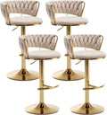 Gold Bar Stools Set of 4 Counter Height Velvet Swivel Stools - Luxe