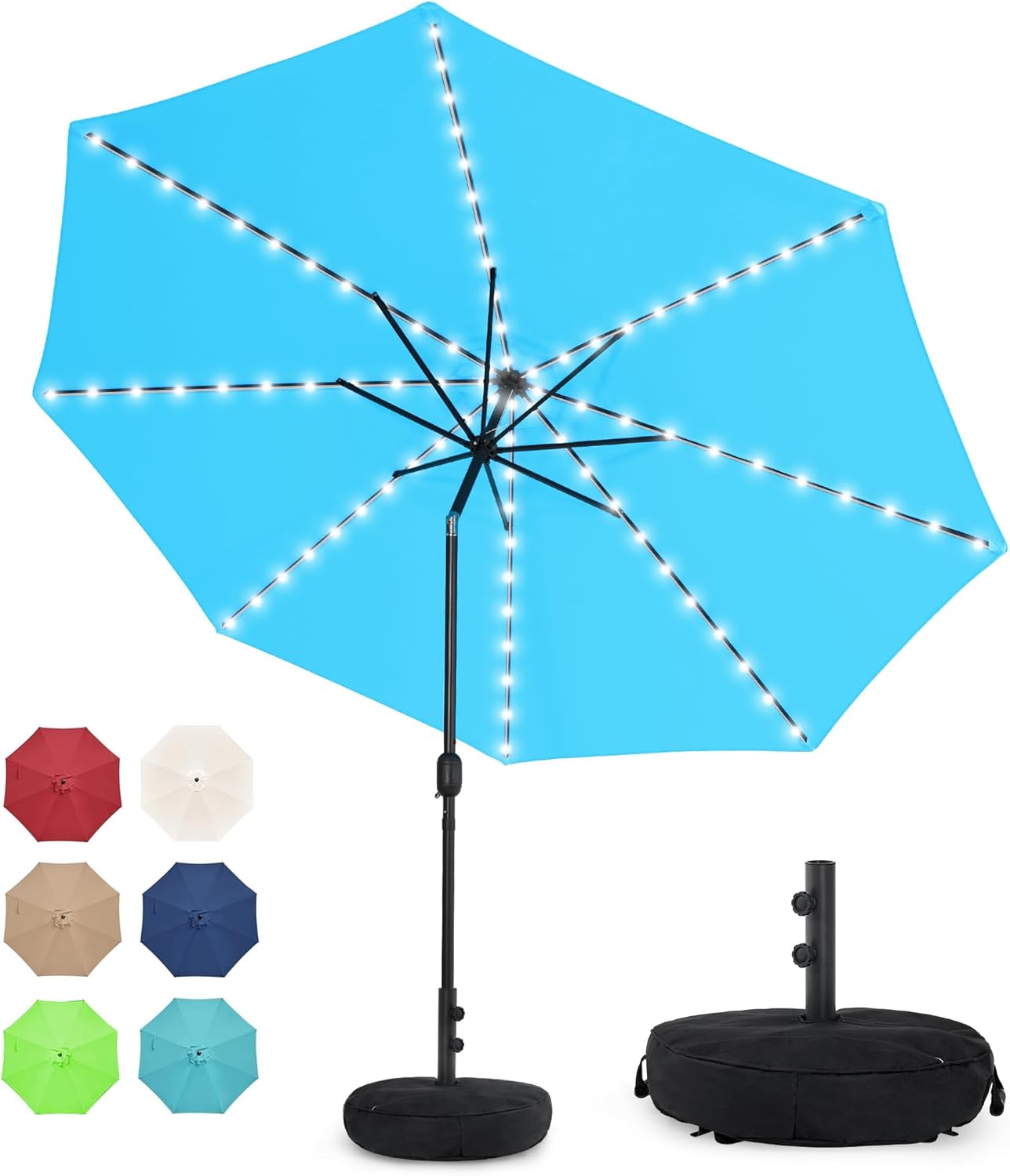Sundale Outdoor Solar 88 LED 10 ft Patio Umbrella with Base