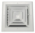 4-Way Ceiling Diffuser 6 in x 6 in - Square Aluminum, White Enamel