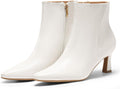 Womens Ankle Booties Kitten Heel PU Leather Side Zipper - Sleek Fit