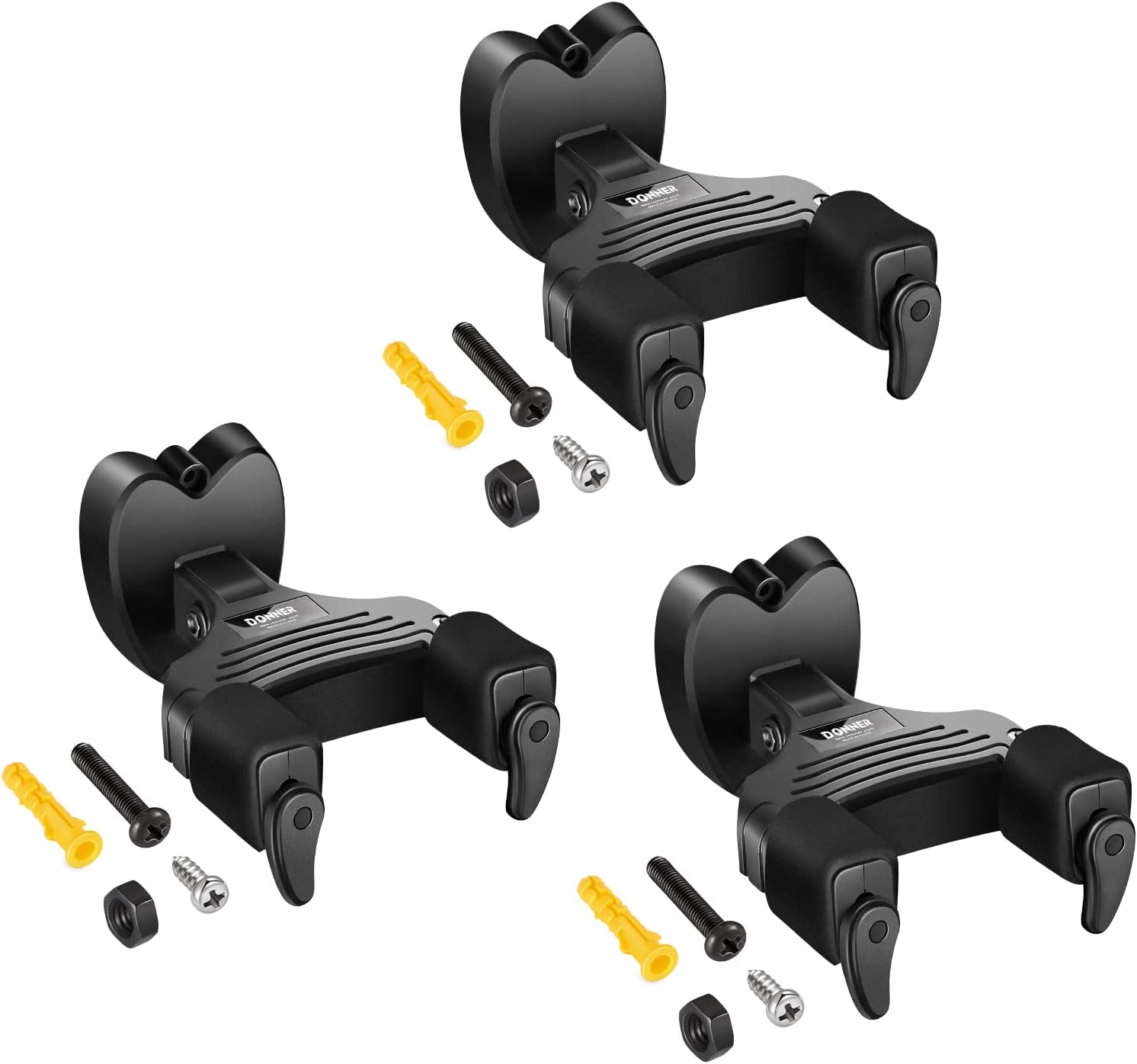 Donner Auto Lock Guitar Wall Mounts, 3-Pack