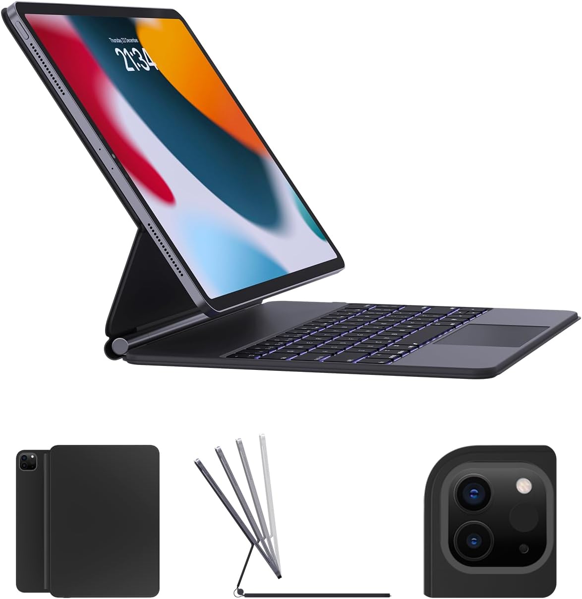 AUSDOM Magic-Style Magnetic Keyboard Case for iPad - Wireless Backlit with Trackpad