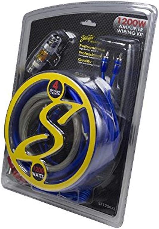 Stinger 4-Gauge Copper Amplifier Wiring Kit for 1200 Watt Systems