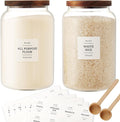 Set of 2 Large Airtight Glass Jars for Kitchen Food Storage