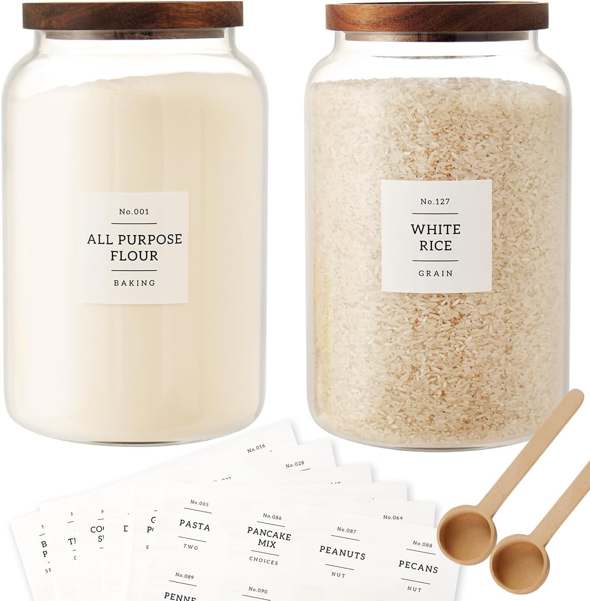 2 PCS Large Glass Jar with Airtight Lid for Food Storage