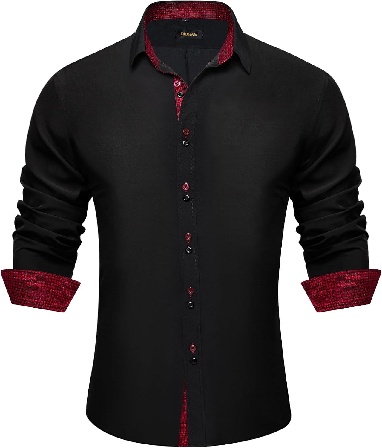 DiBanGu Men's Dress Shirt Long Sleeve Casual Button Down Style