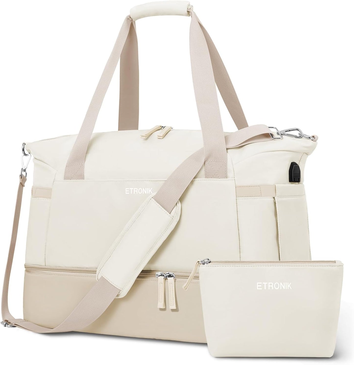 ETRONIK Gym Bag for Women with USB Port and Shoe Compartment