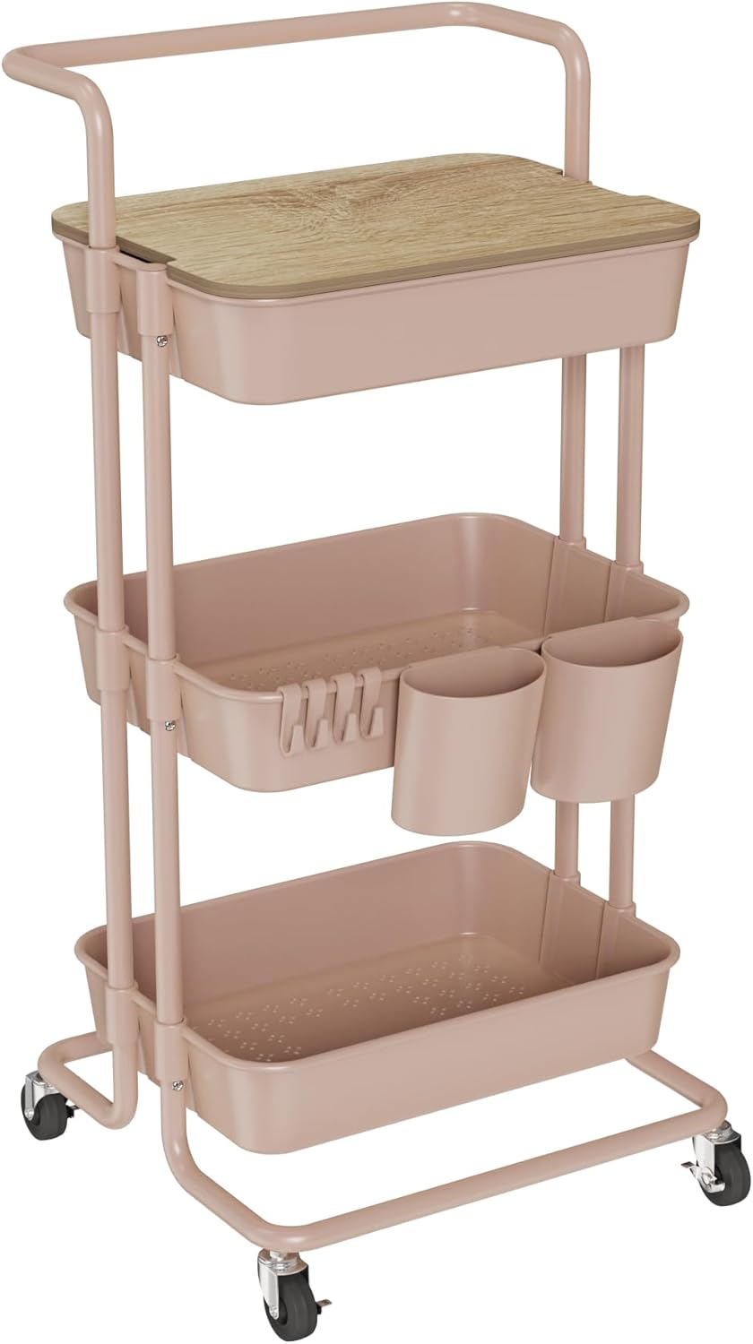 DTK 3 Tier Rolling Utility Cart: Versatile Storage Solution
