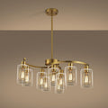 9-Light Gold Glass Chandelier for Modern Dining Room Elegance