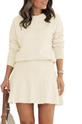 Tankaneo Womens Knit 2 Piece Skirt Set - Pleated Mini Sweater