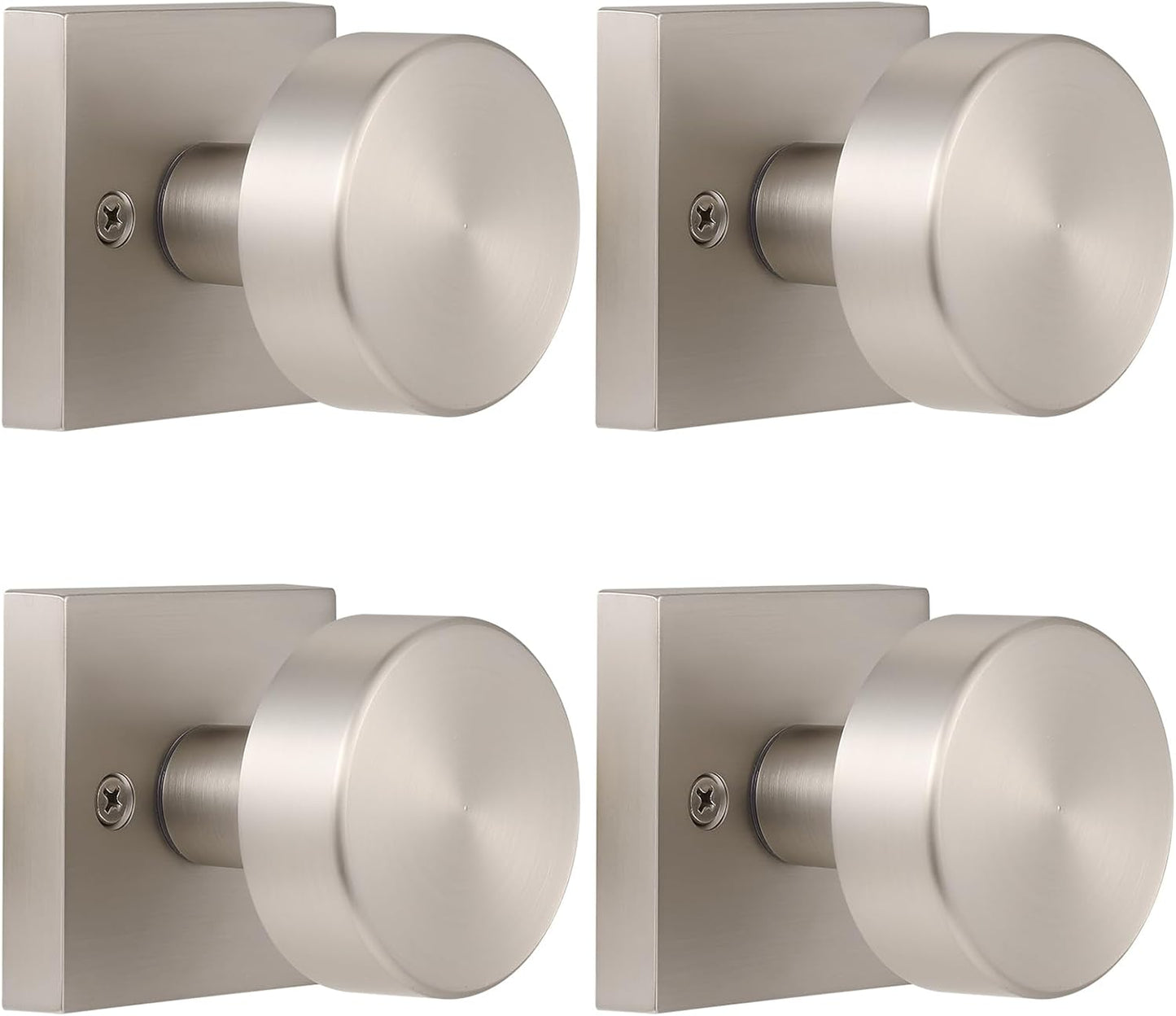 Brushed Nickel Dummy Door Knobs for Modern Interiors - 4 Pack
