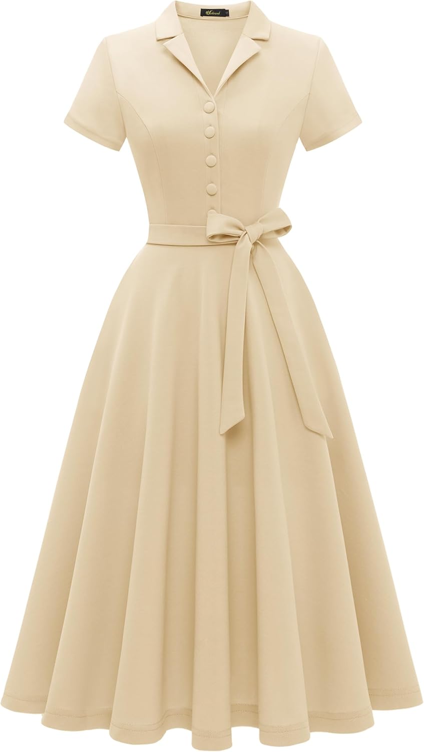 Vintage Tea Dress for Women: Short Sleeve Cocktail Party Style