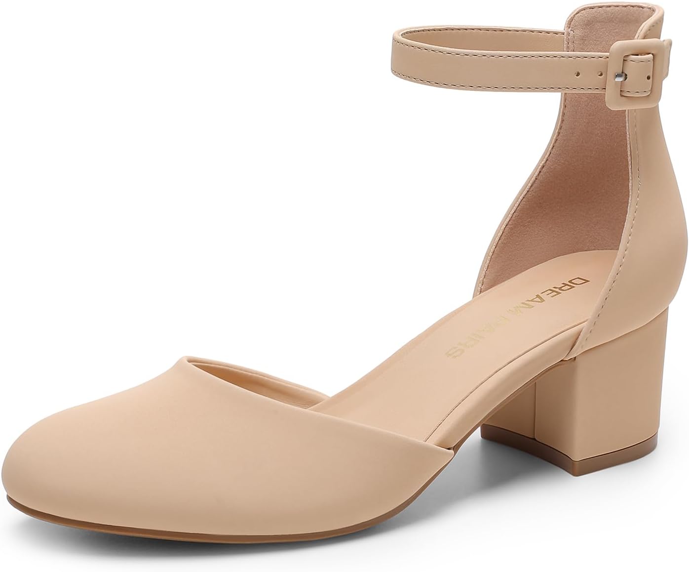 DREAM PAIRS Women's Closed Round Toe Low Block Heels Pumps