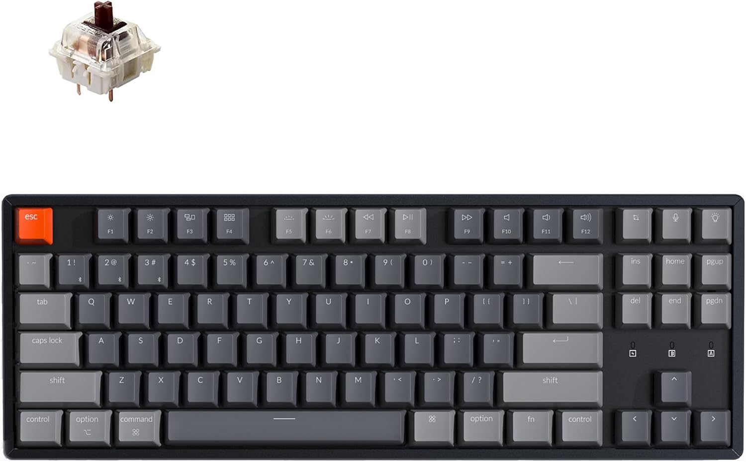 Keychron K8 Wireless Mechanical Keyboard - Hot-swappable Gateron Brown Switch, RGB, Aluminum Frame