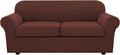 3 Piece Stretch Sofa Covers for Large Sofa - Burnt Brick Jacquard