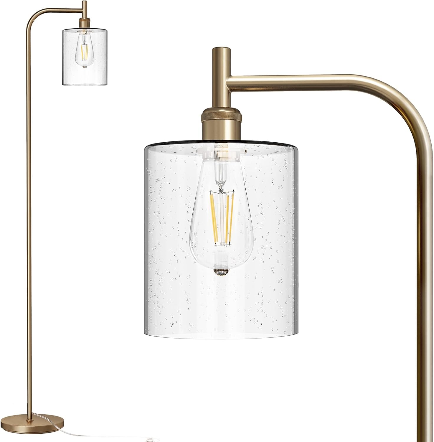 addlon Floor Lamps for Living Room with Unique Seeded Glass Shade