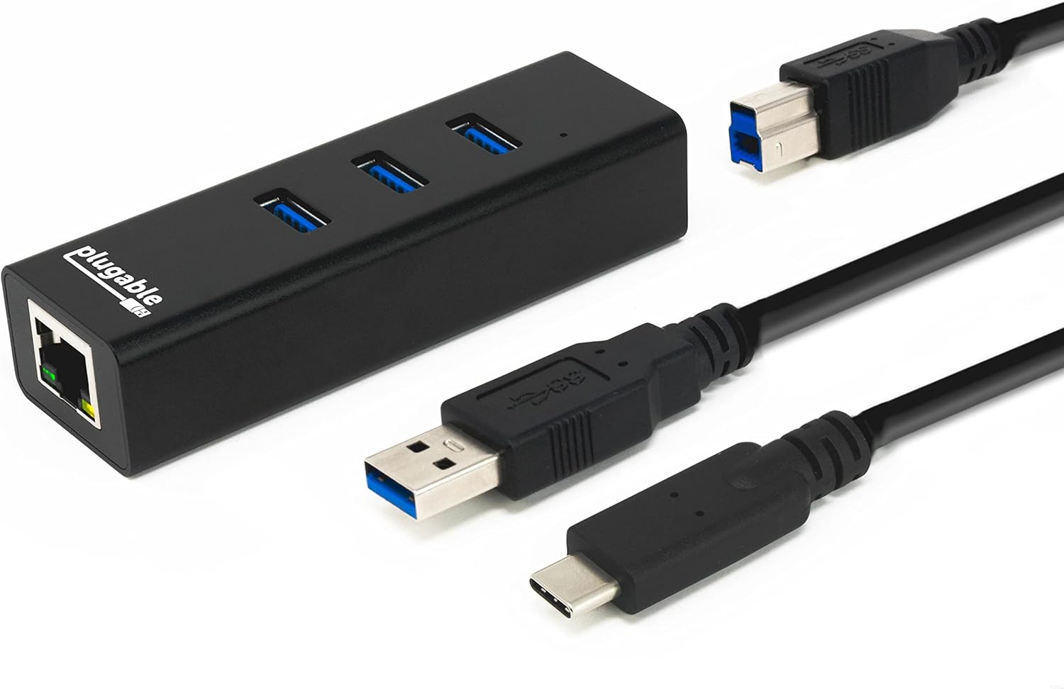 Plugable 3-Port USB 3.0 Hub with Gigabit Ethernet for Laptops