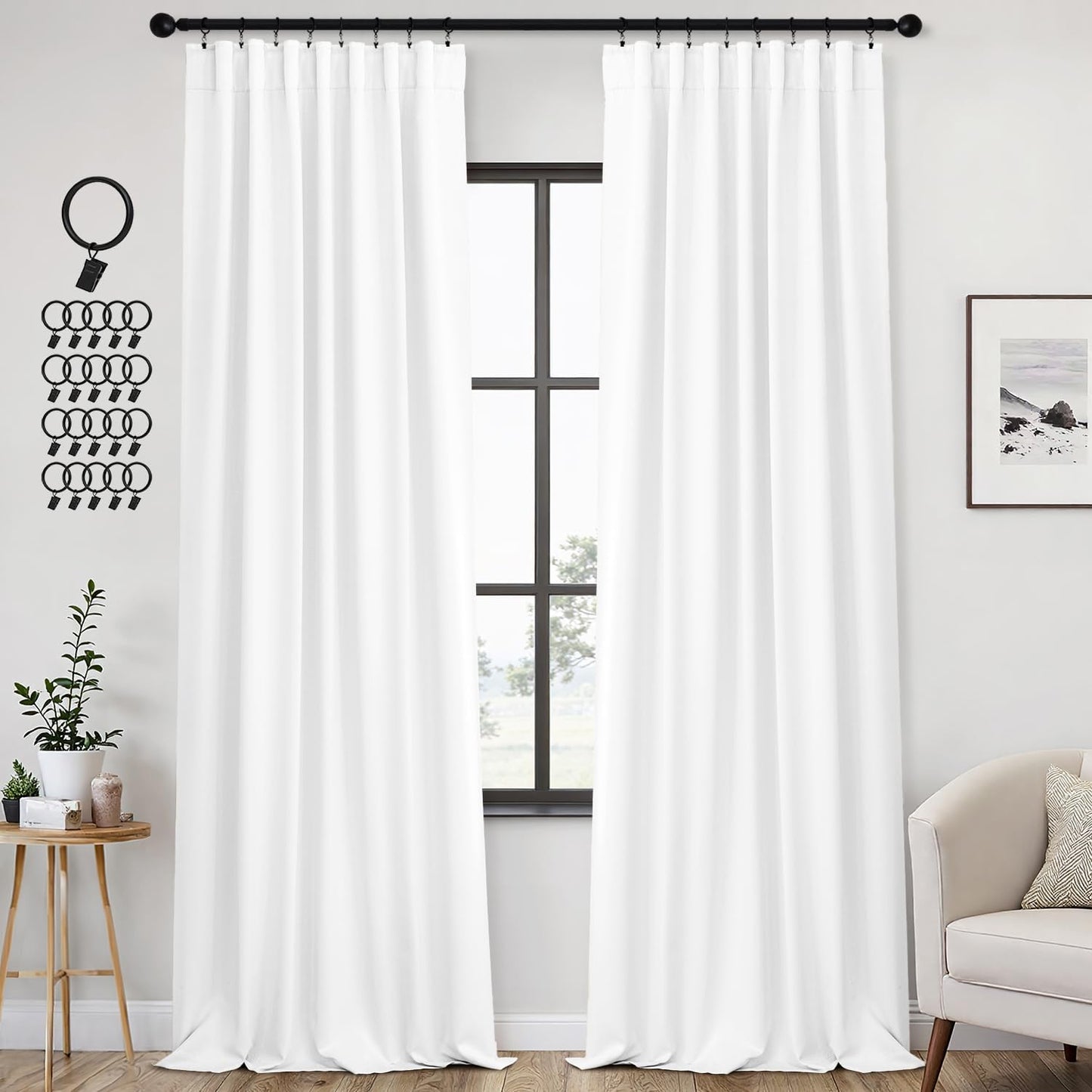 Back Tab Blackout Curtains for Bedroom and Living Room Decor