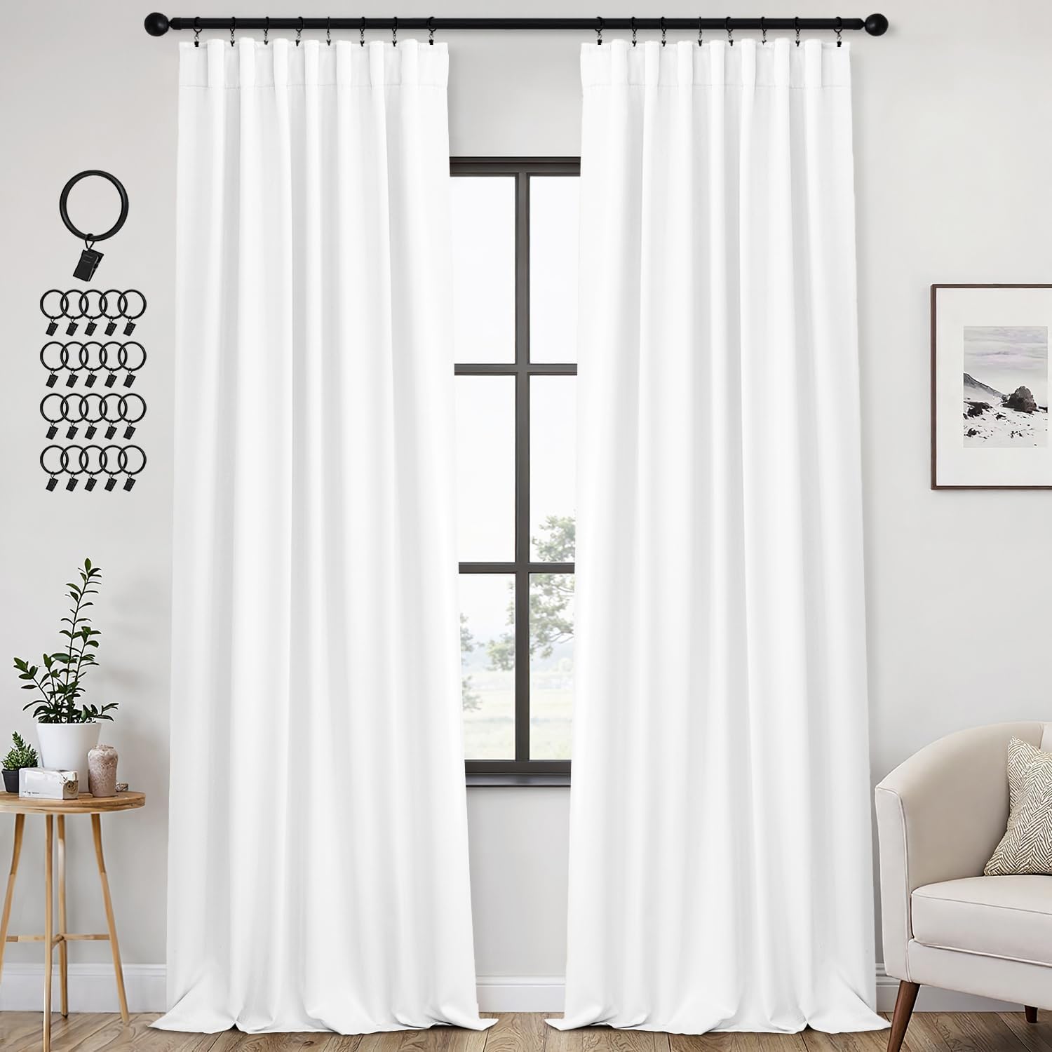 Back Tab Blackout Curtains for Bedroom and Living Room Decor