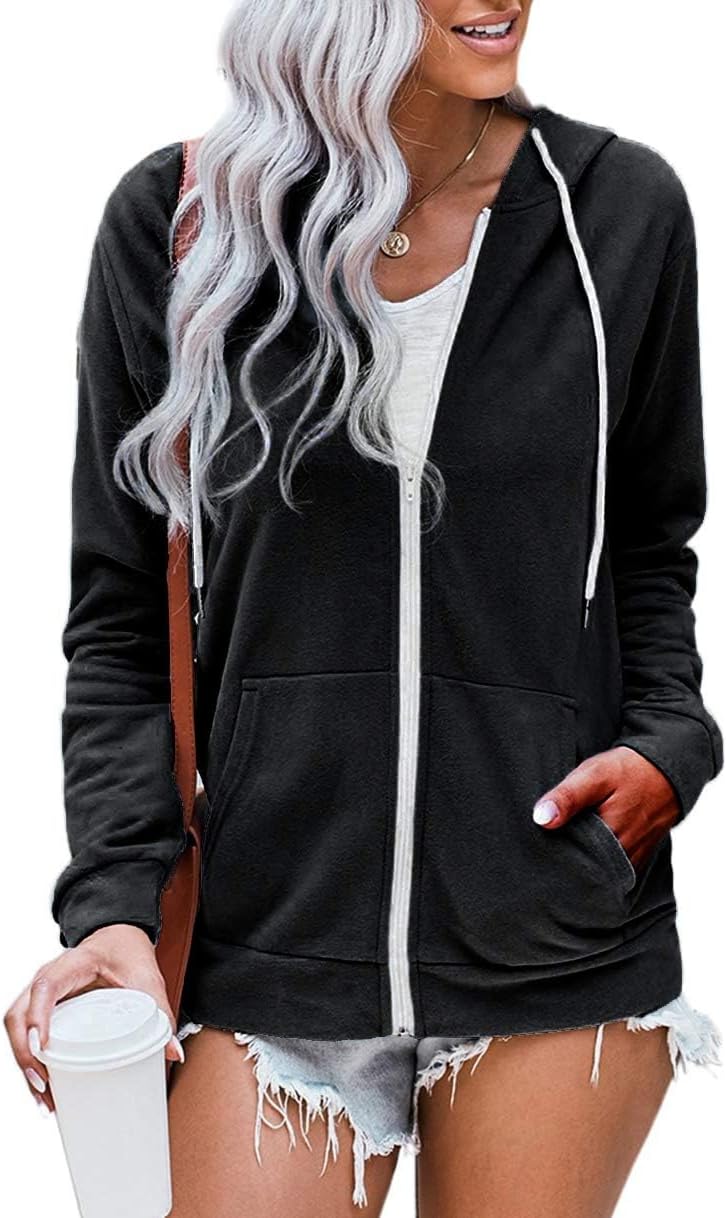 WROLEM Women Casual Full Zip Up Hoodie for All Seasons Comfort