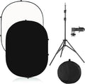 5x7ft Chromakey Black White Backdrop with 7.8ft Stand - Reversible