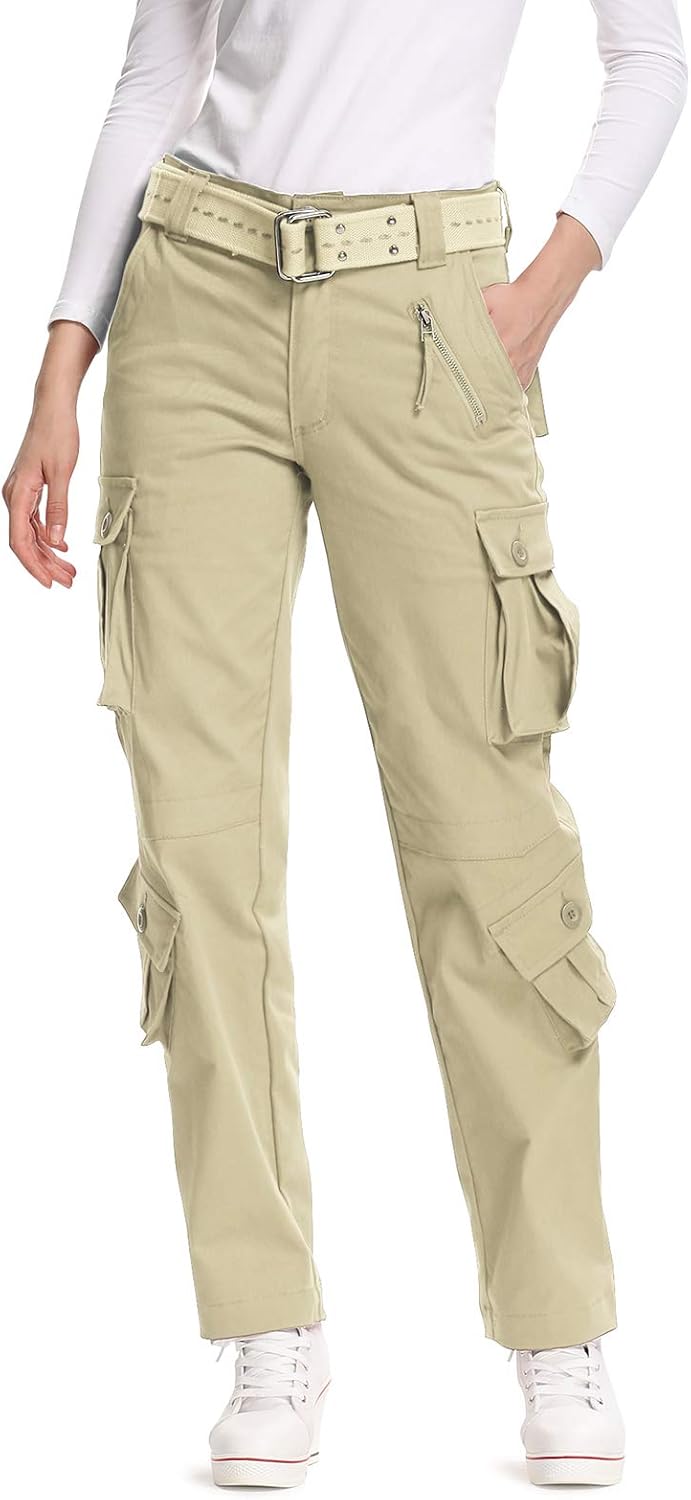 Womens Stretch Casual Cargo Work Pants for Tactical Travel