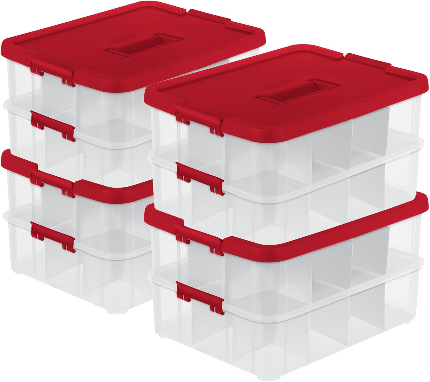 Sterilite 4-Pack Ornament Box for Holiday Storage Solutions