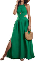 CHICME Sleeveless Halter Neck Maxi Dress - Elegant A-Line Split